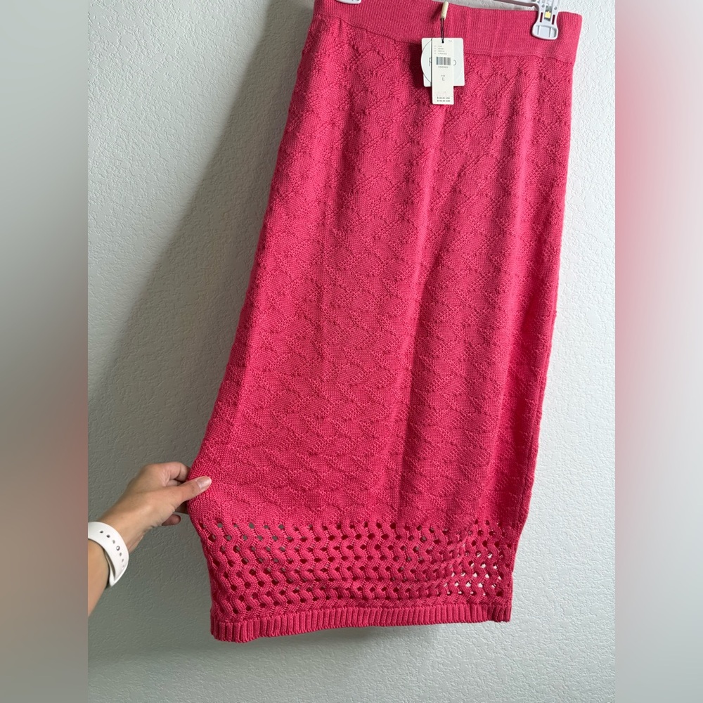 NWT Anthropologie Peixoto Leni Knit Midi Skirt Pink Sz Large - Picture 5 of 11